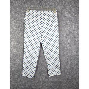 Blue Les Copains Women's Casual Ankle Length Pants While with Blue Polka Dots Si